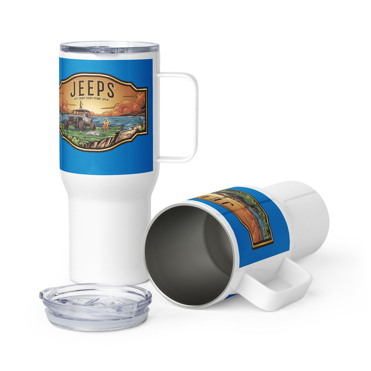 Travel mug with a handle