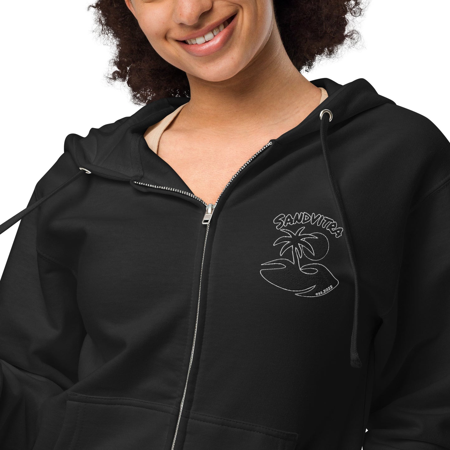 Unisex fleece zip up hoodie